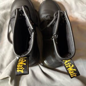 Dr. Martens Black Ankle Boots with Yellow Accents